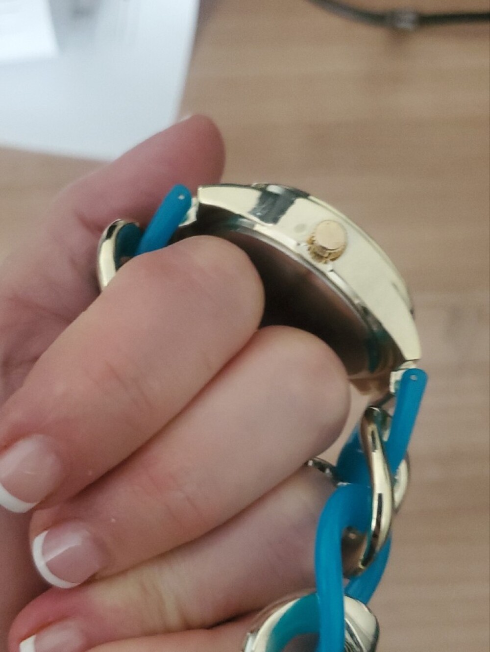 sofia by sofia vergara Silver and Turquoise Link Bracelet Watch - Picture 8 of 8